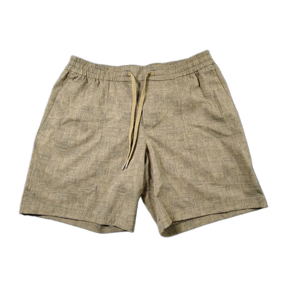 Lululemon Bowline Short Men's XL Earth Brown Textured Crosshatch Stretch Gym 8"